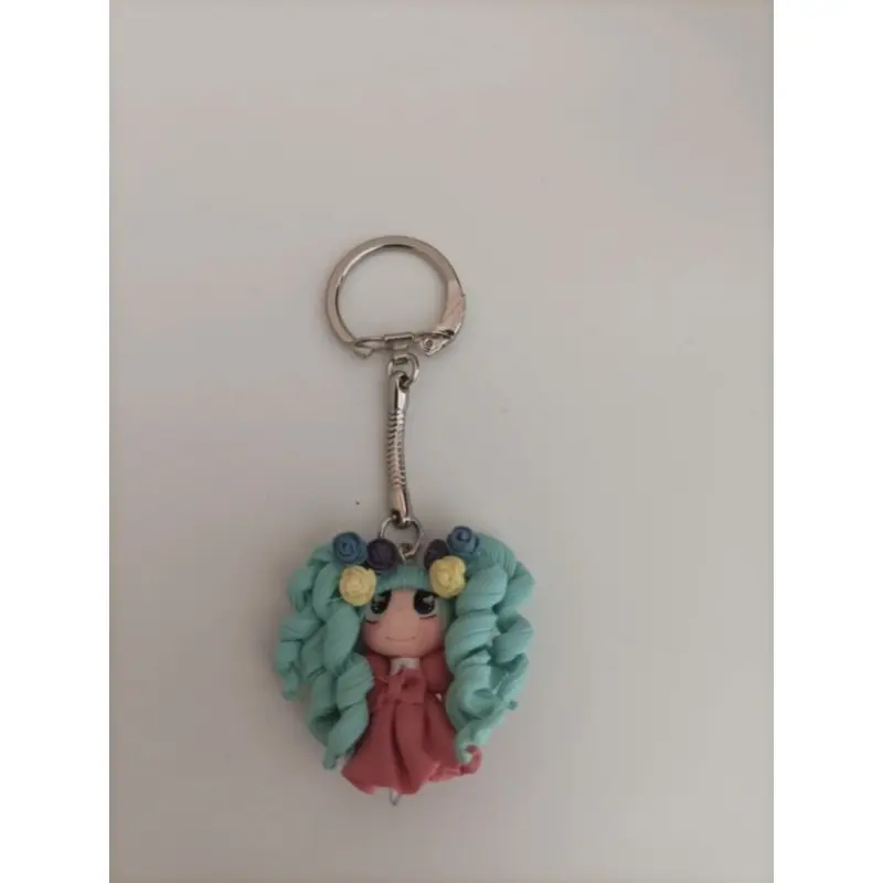 Porte-clé - Petite fille en pâte fimo