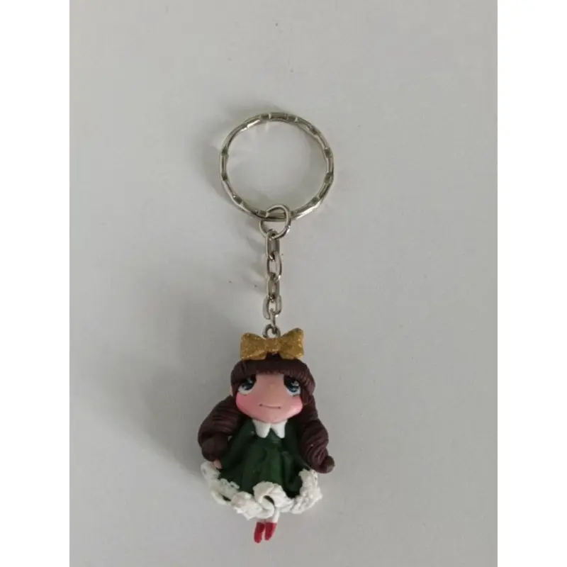 Porte-clé - Petite fille en pâte fimo 