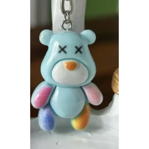 Porte-clé - Ours en résine bleu