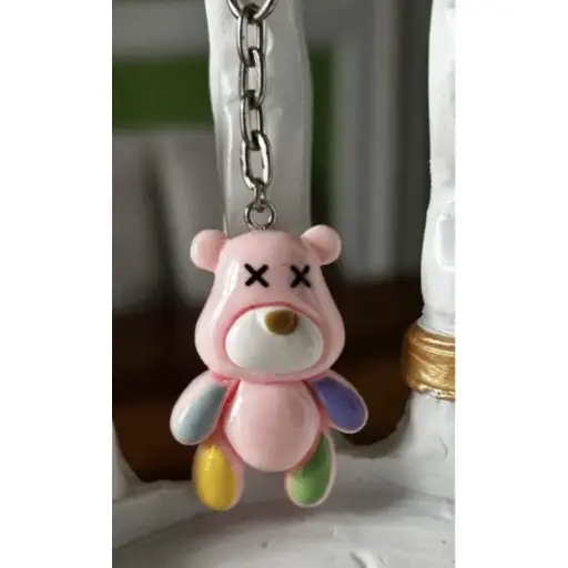 Porte-clé - Ours en résine rose