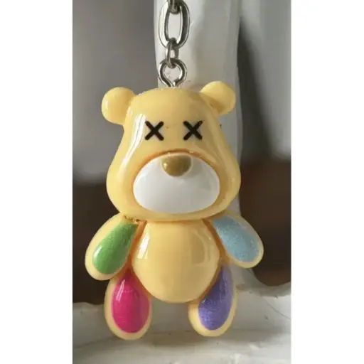Porte-clé - Ours en résine jaune