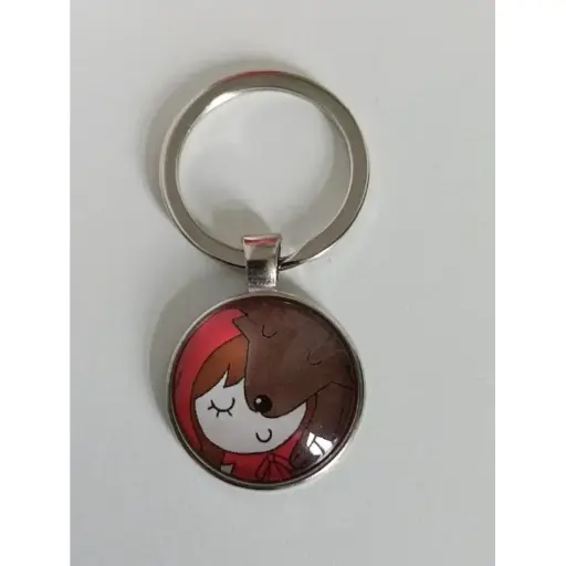 Porte-clé - Cabochon en verre petit chaperon rouge