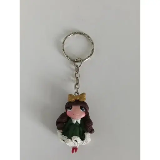 Porte-clé - Petite fille en pâte fimo 