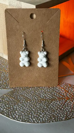 Boucle d'oreilles - Ourson blanc