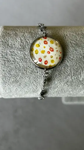 Bracelet - Cabochon en verre fleurs